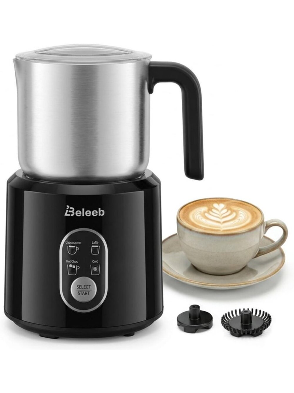Detachable Milk Frother & Steamer - Hands-Free Foam Maker, Easy Clean 11.8oz